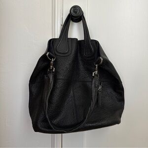 Black Givenchy Nightingale Tote with Zippered Shoulder Strap Pebbled Leather